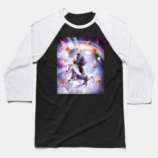 Laser Eyes Space Cat On Sloth Unicorn - Rainbow Baseball T-Shirt